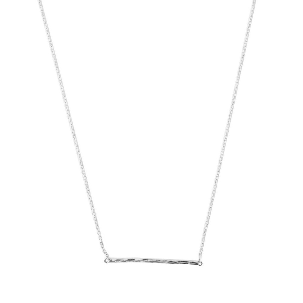 Honeycat Hammered Classic Bar Necklace in Silver